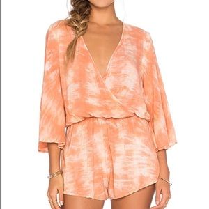 Blue Life Wild and Free Romper in Coral Tie Dye